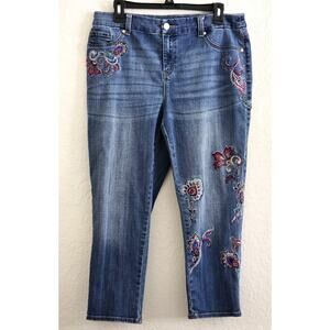Jeans-Chico's-The Platinum Crop-Embroidery-Above Ankle-Med Wash-Embroidery-2/M-P